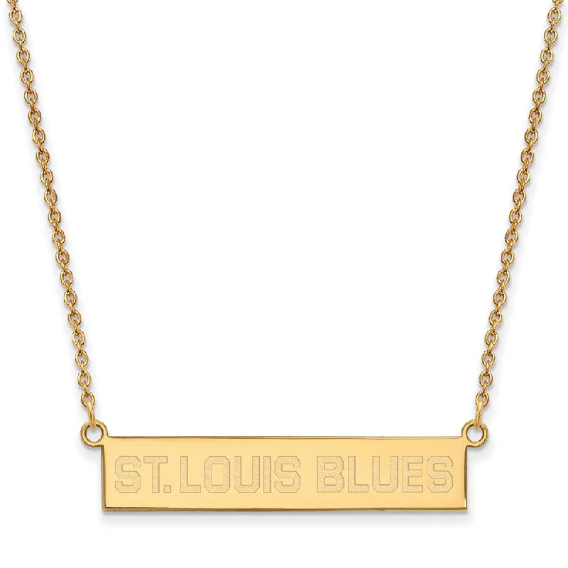 SS 14k Yellow Gold Plated NHL St. Louis Blues SM Bar Necklace, 18 Inch