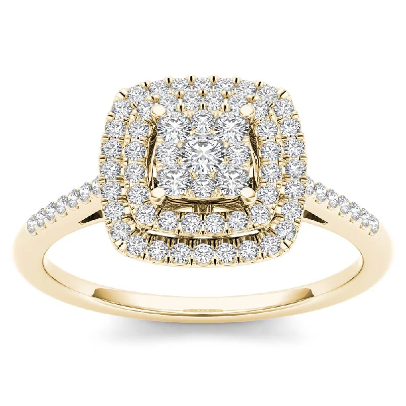 De Couer 1/4ct TDW Diamond Cluster Ring - Yellow