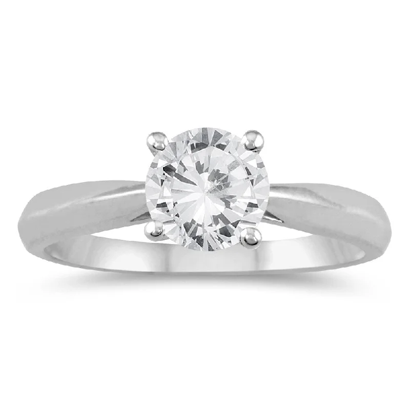 AGS Certified 3/4 Carat TW Round Diamond Solitaire Ring in 14K White Gold (J-K Color, I2-I3 Clarity)