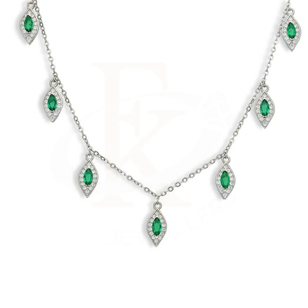 Sterling Silver 925 Marquise Shaped Necklace - FKJNKLSL3014