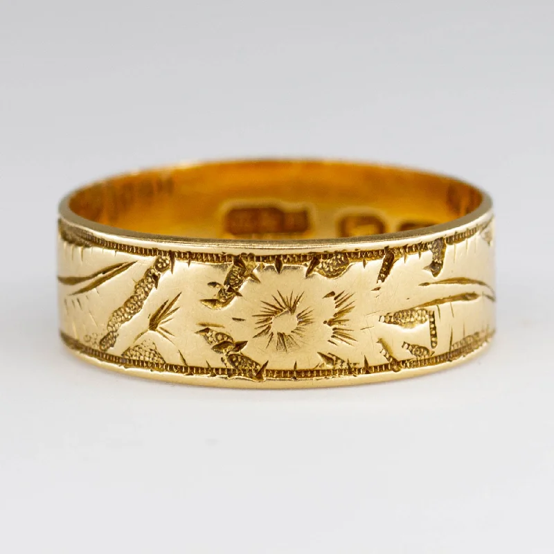 Victorian 1884 18k Patterned Gold Band | SZ 6