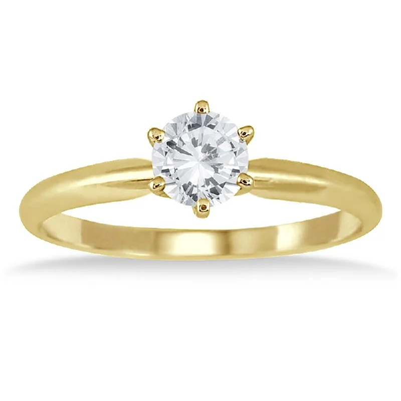 1/2 Carat Diamond Solitaire Ring in 14K Yellow Gold