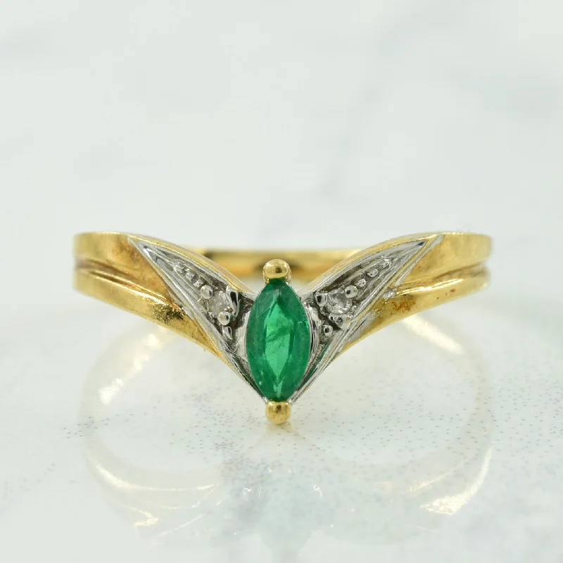 Emerald & Diamond Chevron Ring | 0.10ct, 0.01ctw | SZ 6 |