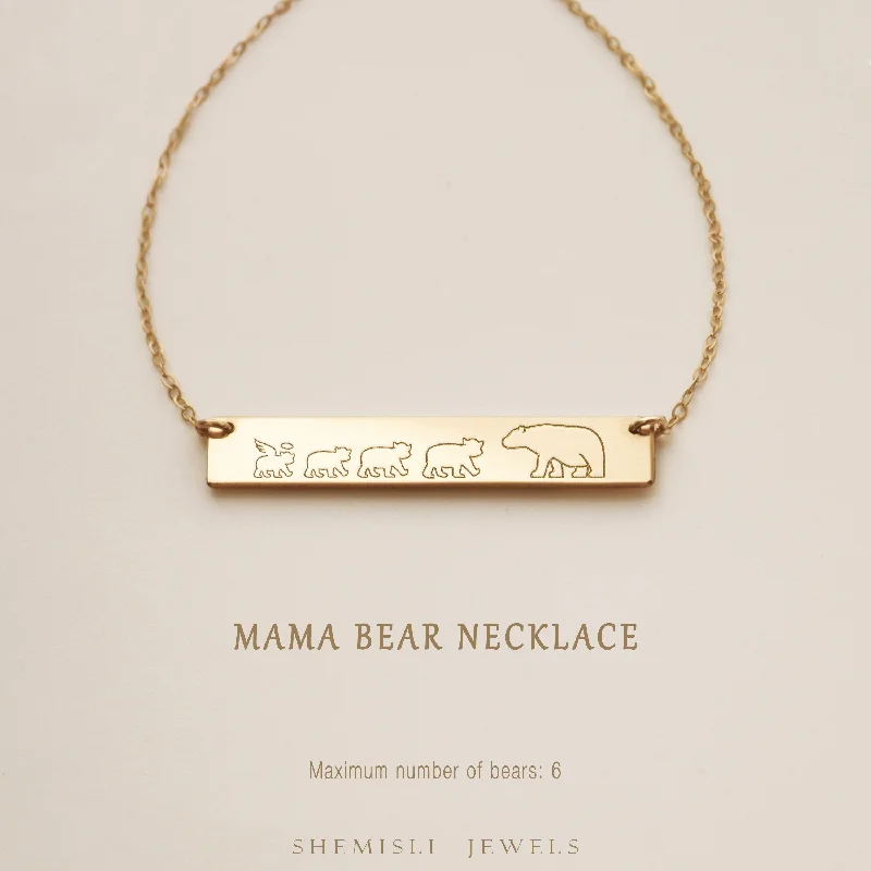 Mama Bear Necklace, Mama Cubs, Baby Bear, Mom Family Necklace, New Mom Necklace, Mother's Day Gift, Unisex, Gold Filled, Silver • NBH40X5