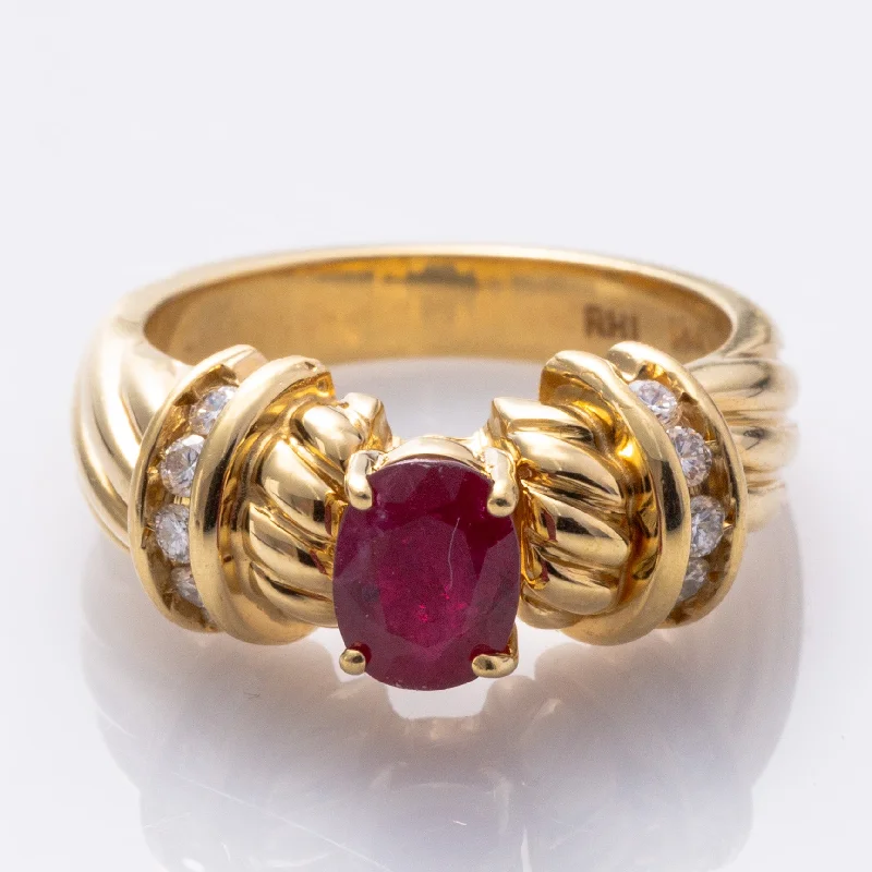 18K Ruby and Diamond Cocktail Ring | 1.31ct, 0.25ctw | SZ 6.5 |