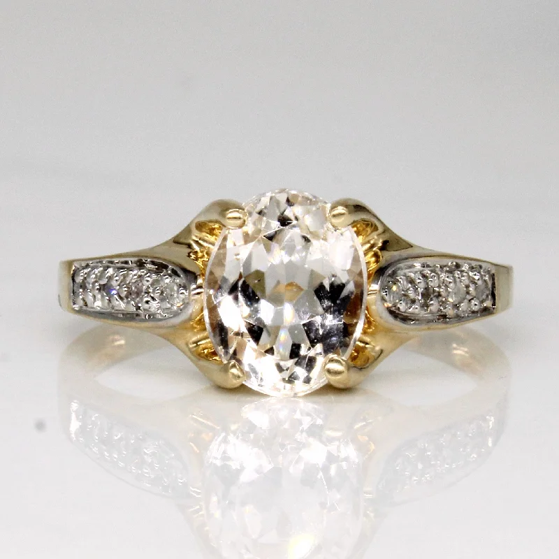 Spodumene and Accent Diamond 14k Ring | 1.6ct, 0.016ctw, | SZ 8.75 |