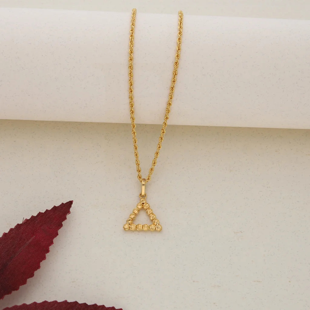 Gold Necklace (Chain with Gold Triangle Shaped Pendant) 21KT - FKJNKL21K7687