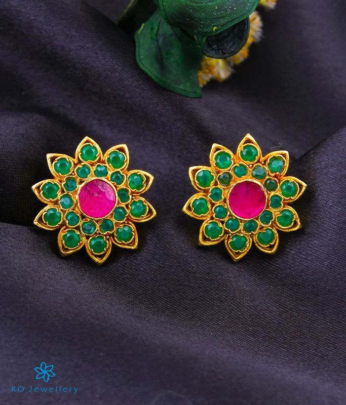 The Isha Silver Ear-studs (Green)