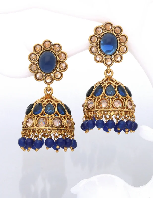 Fancy Navy Blue Jhumka Earrings