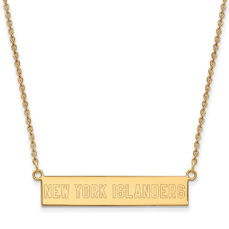 SS 14k Yellow Gold Plated NHL New York Islanders SM Bar Necklace, 18in