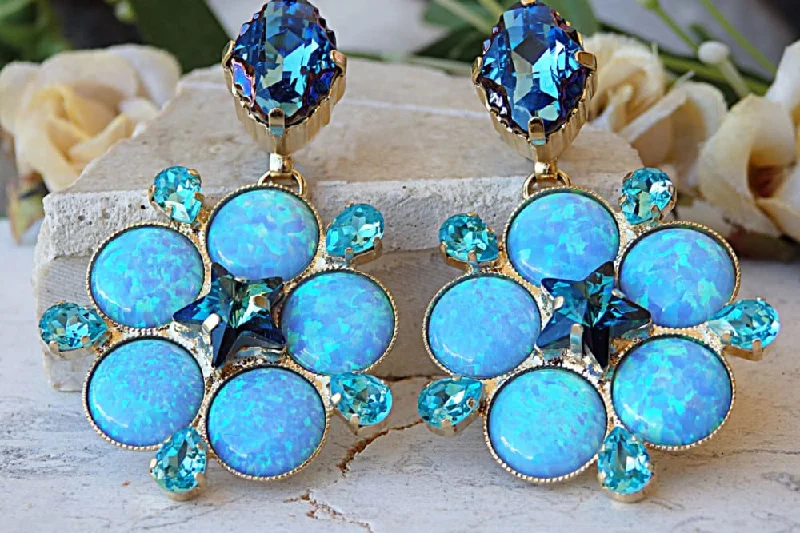 Blue opal earrings