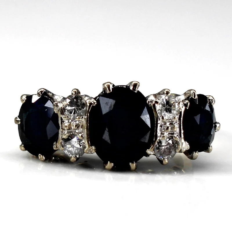 Hallmarked 1973 Sapphire & Diamond Cocktail Ring | 4.35ctw | 0.36ctw | SZ 7 |