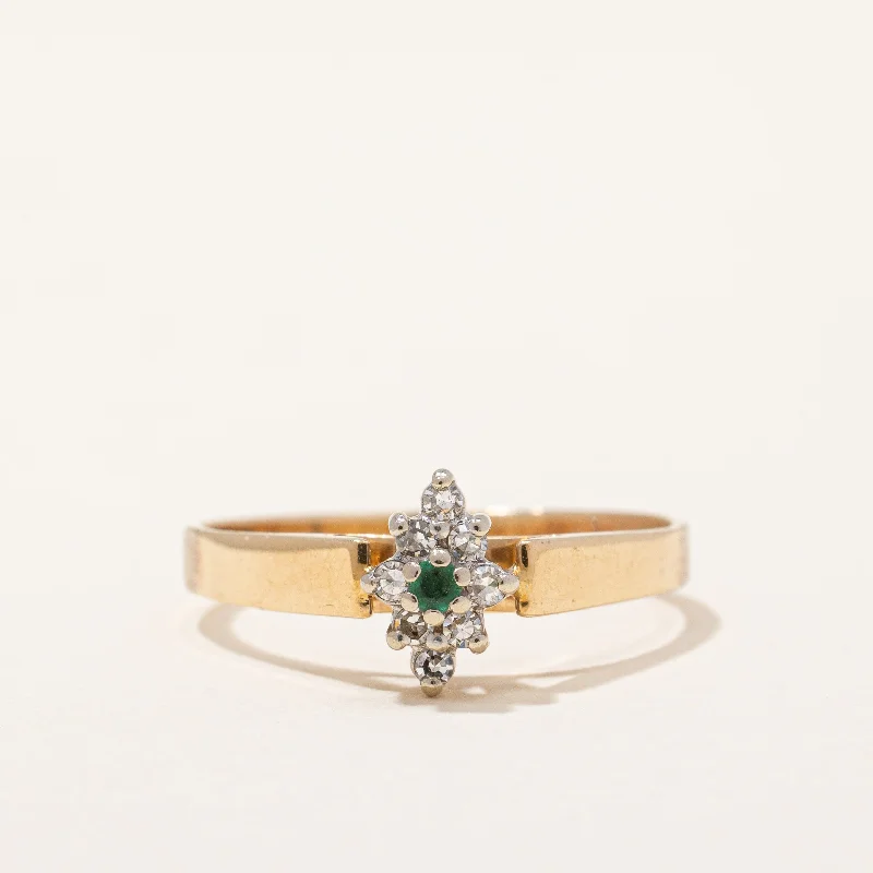 Cluster Set Diamond & Emerald Ring | 0.08ctw | SZ 7 |