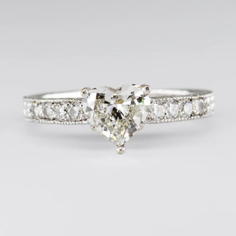 18k Heart Accented Solitaire | 1.33ctw VS1 G/H/I | SZ 7