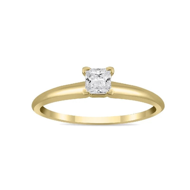 Marquee 1/7 Carat Princess Diamond Solitaire Ring in 14K Yellow Gold