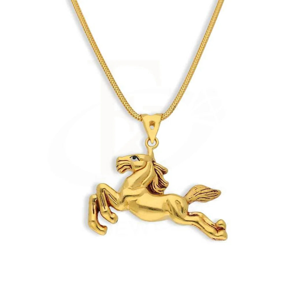 Gold Necklace (Chain with Horse Pendant) 22KT - FKJNKL22K3065