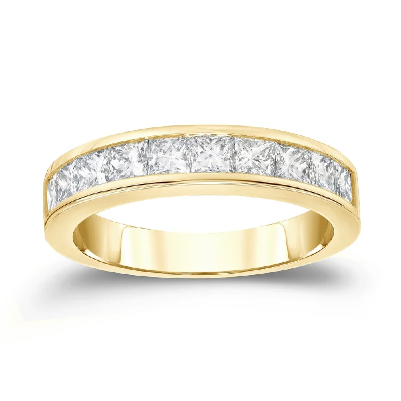 Auriya 14k Gold 1ctw Princess-Cut Channel Diamond Wedding Band