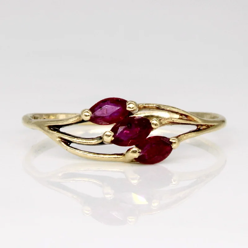 Ruby Three-Stone 14k Ring | 0.30ctw | SZ 7.75 |