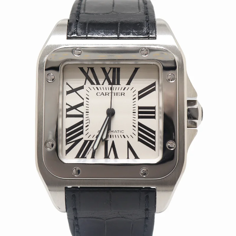 Cartier Santos 100 41.3mm Silver Dial Ref# W20073X8