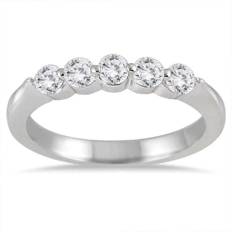 Marquee Jewels 10k White Gold 1/2ct TDW 5-stone Diamond Band