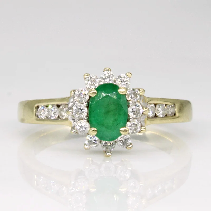 Emerald & Diamond Halo Ring | 0.40ct, 0.26ctw | SZ 5.75 |