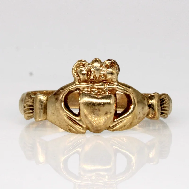 Hallmarked 9k Yellow Gold Claddagh Ring | SZ 8.25 |