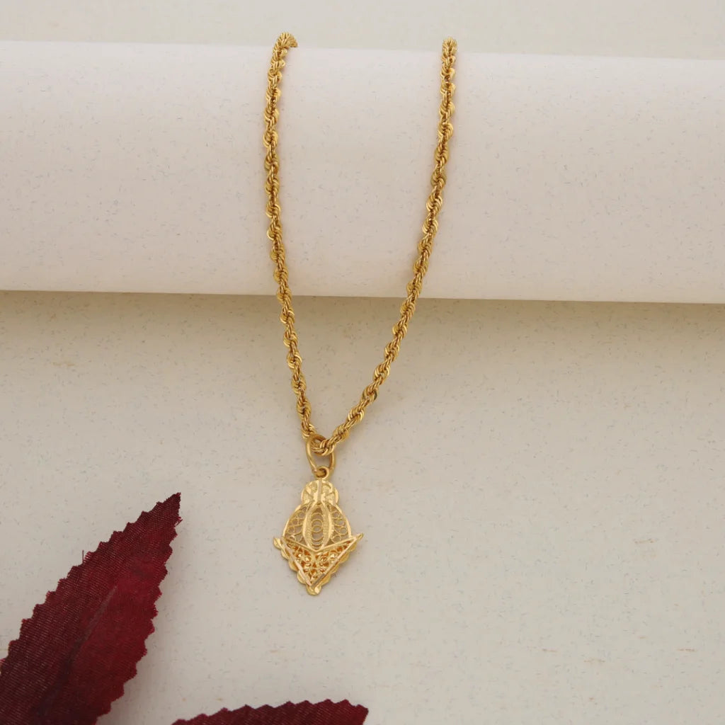 Gold Necklace (Chain With Gold Pendant) 21KT- FKJNKL21K7645