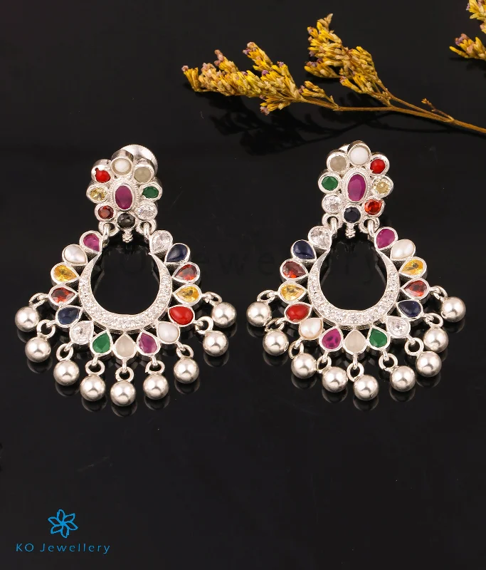 The Madhurya Silver Navaratna Chand Bali (Bright Silver)