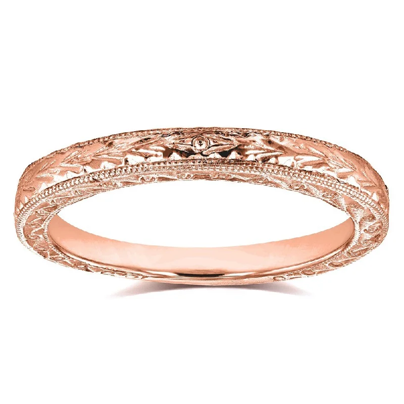 Annello by Kobelli 14k Rose Gold Antique Engravings Womens Wedding Band 2.5 mm