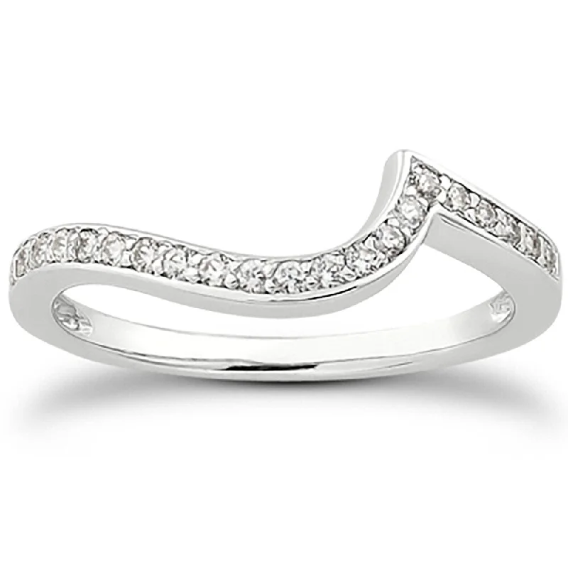 1/5 Carat TW Carat Diamond Curved Wedding Band in 14K White Gold