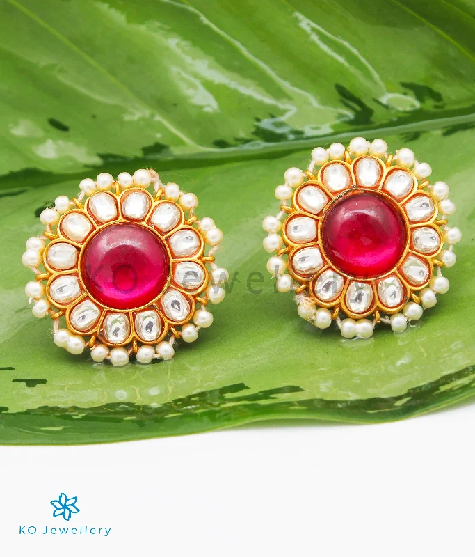 The Jashn Silver Polki Earrings (Pearl)