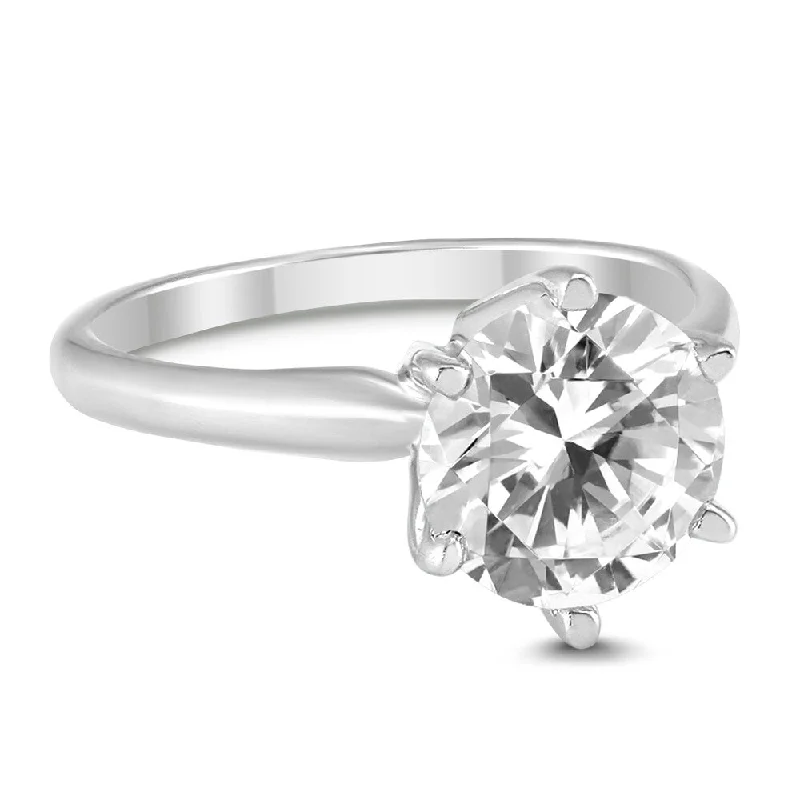 AGS Certified 1 Carat Round Diamond Solitaire Ring in 14K White Gold (I-J Color, SI1-SI2 Clarity)