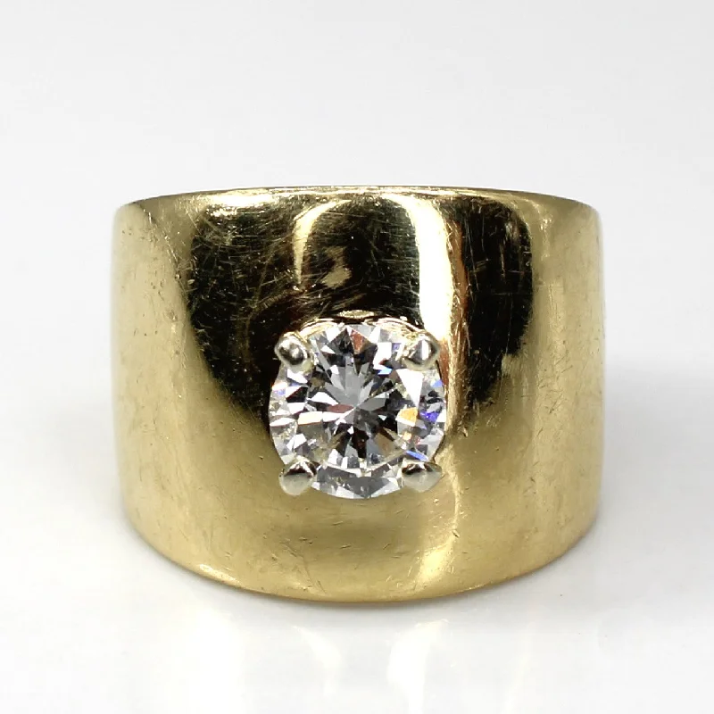 Solitaire Diamond Gold Wide Ring | 1.00ct | SZ 6 |