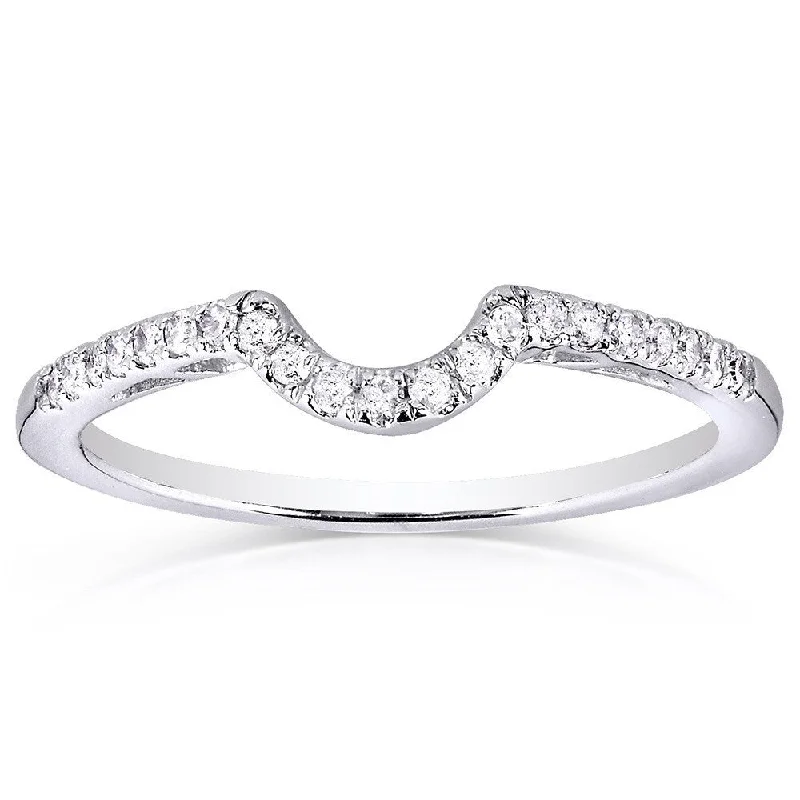 Annello by Kobelli 10k White Gold 1/6ct TDW Curved Diamond Wedding Band