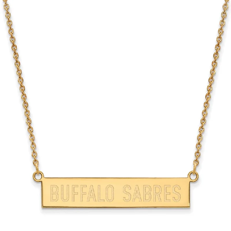 SS 14k Yellow Gold Plated NHL Buffalo Sabres SM Bar Necklace, 18 Inch