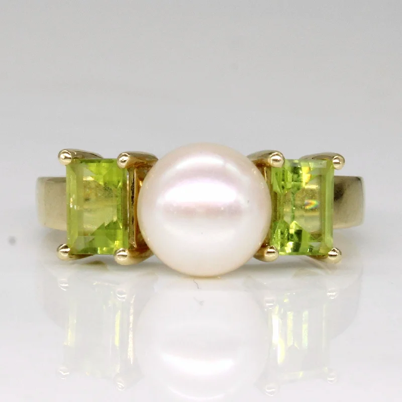 Pearl & Peridot Cocktail Ring | 1.00ctw | SZ 7 |