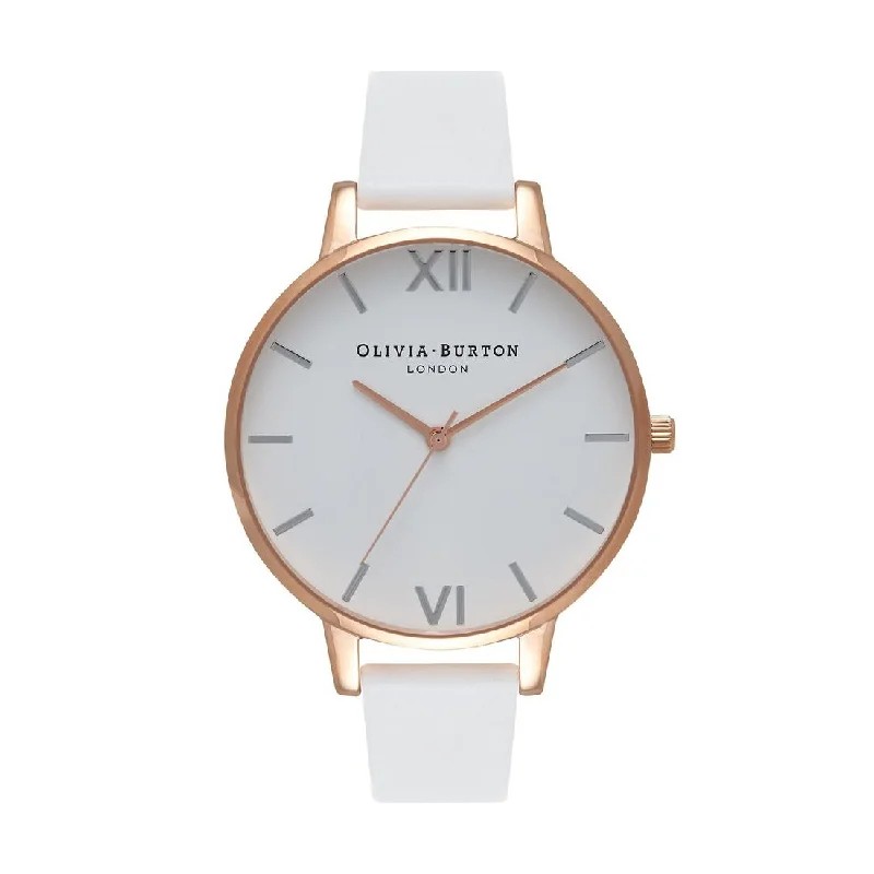 Olivia Burton White, Rose Gold and Silver Watch OB16BDW11