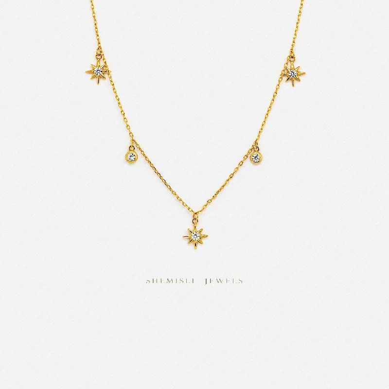 Tiny Star Necklace, Silver or Gold Plated  (15.5"+2") SHEMISLI - SN025