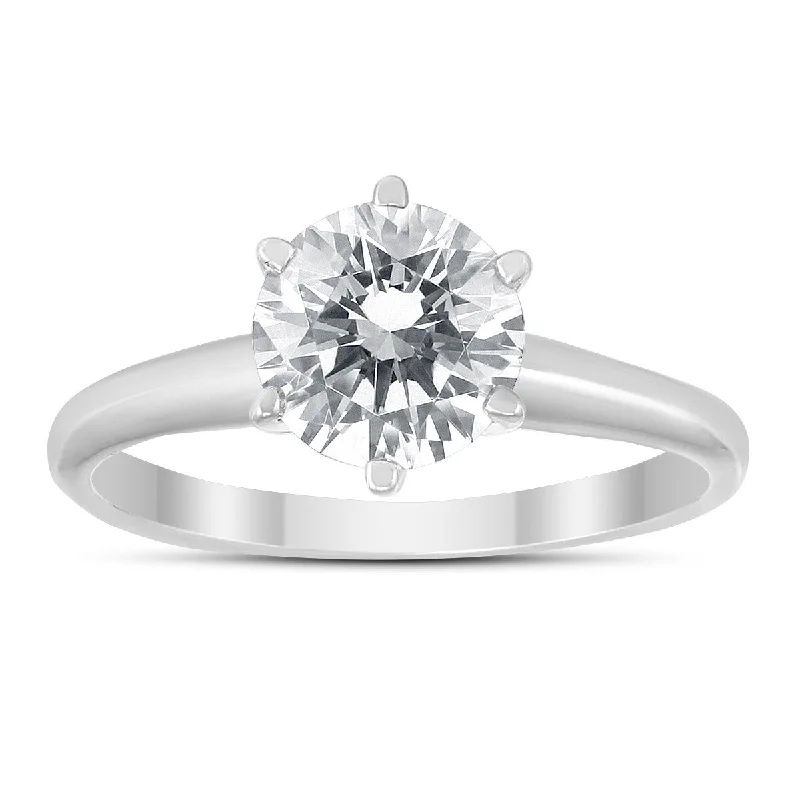 IGI Certified Lab Grown 1 1/10 Carat Diamond Solitaire Ring in 14K White Gold (J Color, SI1 Clarity)