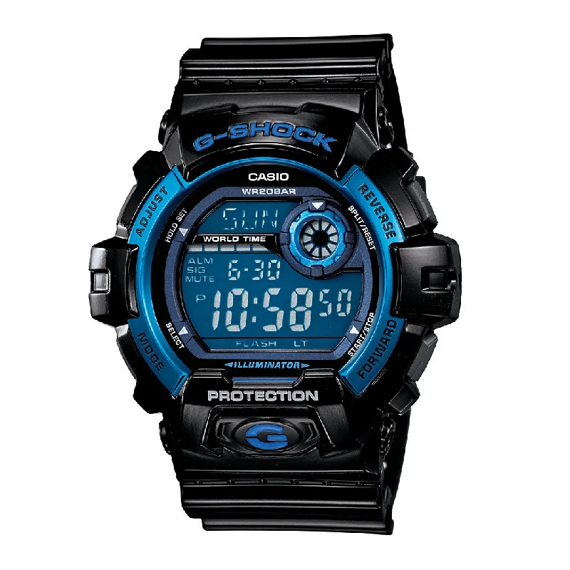 Casio G-Shock Digital Blue Dial 200M Black Rubber Strap Watch