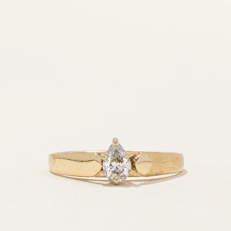 Solitaire Pear Diamond 14k Ring | 0.34ct | SZ 7.75 |