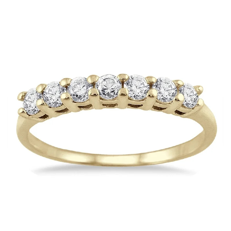 1/2 Carat TW Seven Stone Diamond Wedding Band in 10K Yellow Gold