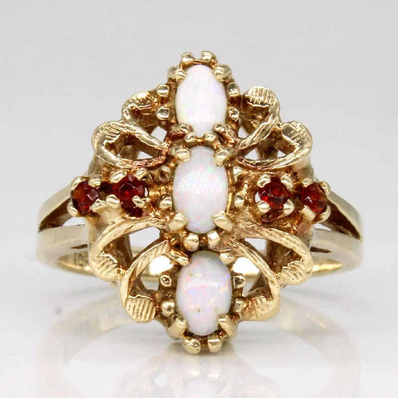 Opal & Garnet Cocktail Ring | 0.33ctw, 0.12ctw | SZ 6.75 |