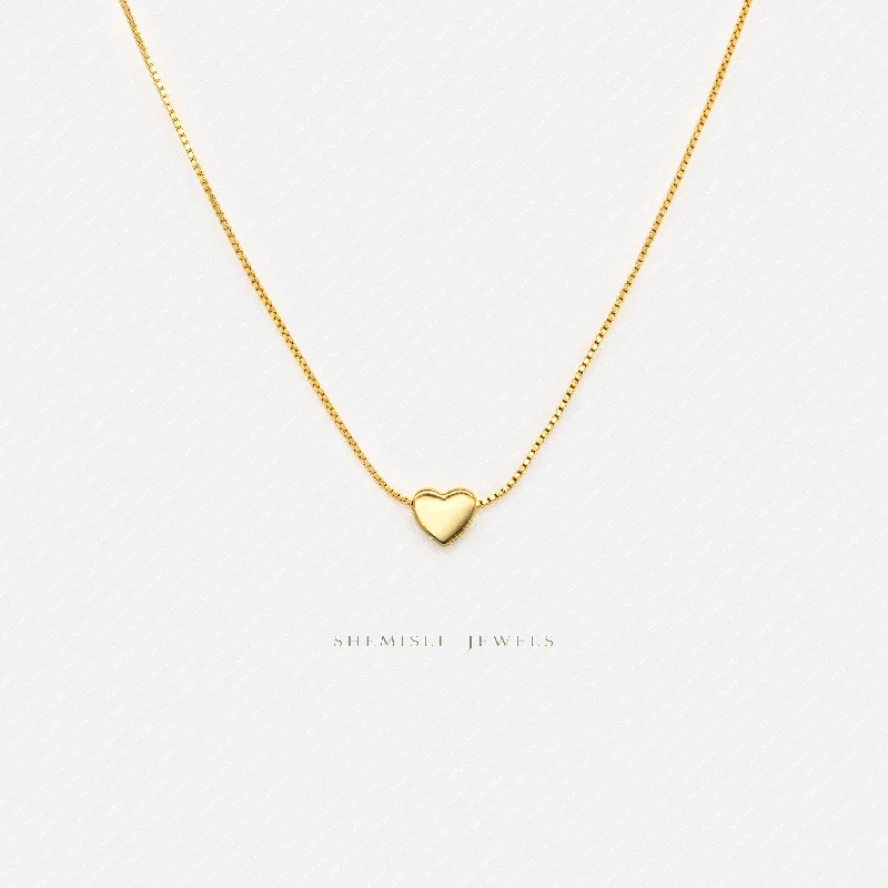 Tiny Heart Necklace, Unisex, Gold, Silver  (15.5"+2") SHEMISLI - SN010