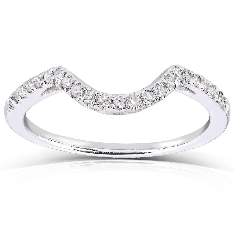 Annello by Kobelli 10k White Gold 1/8ct TDW Curved Diamond Wedding Band (H-I, I1-I2)