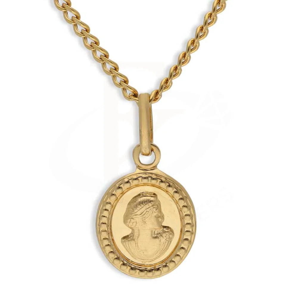 Gold Necklace (Chain With Queen Oval Shaped Pendant) 18KT - FKJNKL18K2993