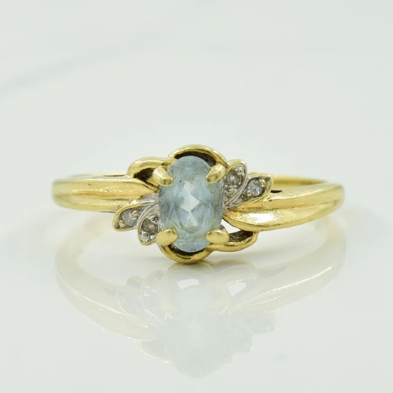 Aquamarine & Diamond Bypass Ring | 0.36ct, 0.02ctw | SZ 7.5 |