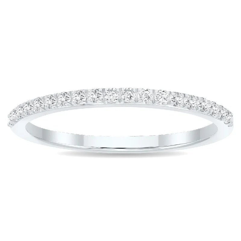 1/5 Carat TW Thin Diamond Wedding Band in 10K White Gold