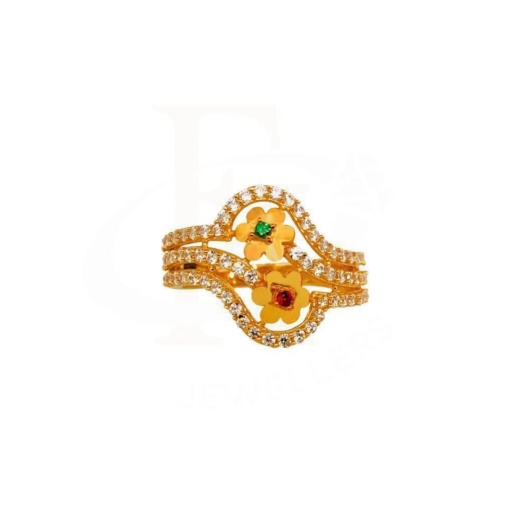 Gold Twin Flower Ring 22KT - FKJRN1939