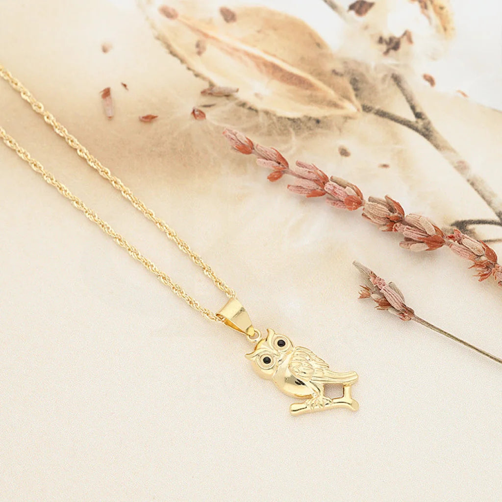 Gold Necklace (Chain With Owl Shaped Pendant) 18KT - FKJNKL18K5107